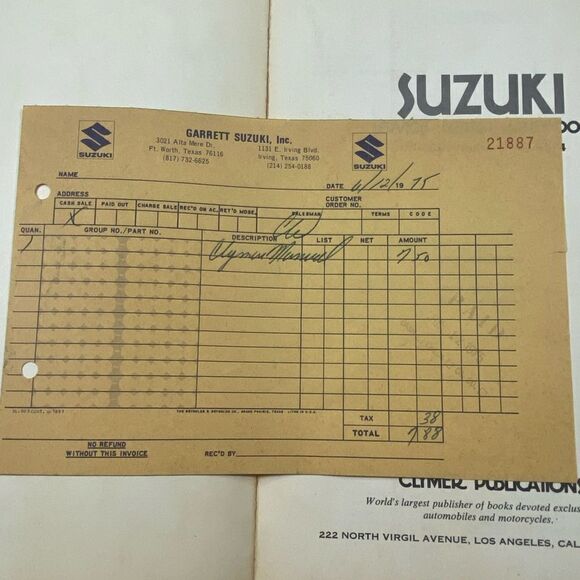 Vintage Suzuki Service Repair Handbook 1964 - 1974 - Picture 5 of 5